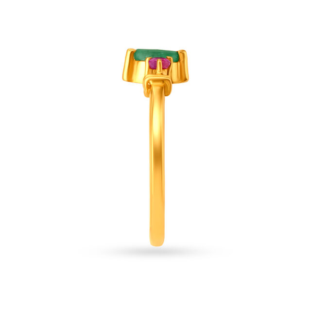 Breathtaking Emerald And Ruby Studded Gold Ring