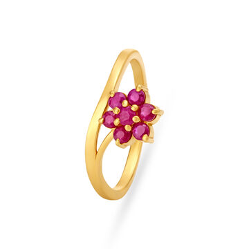 Charming Ruby Gemstone Studded Gold Ring