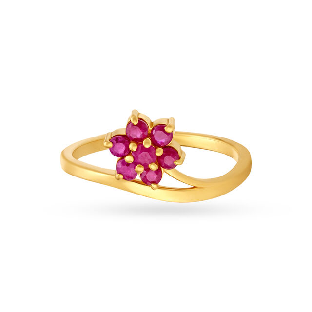 Charming Ruby Gemstone Studded Gold Ring