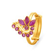 Lush Floral Ruby Studded Gold Ring 