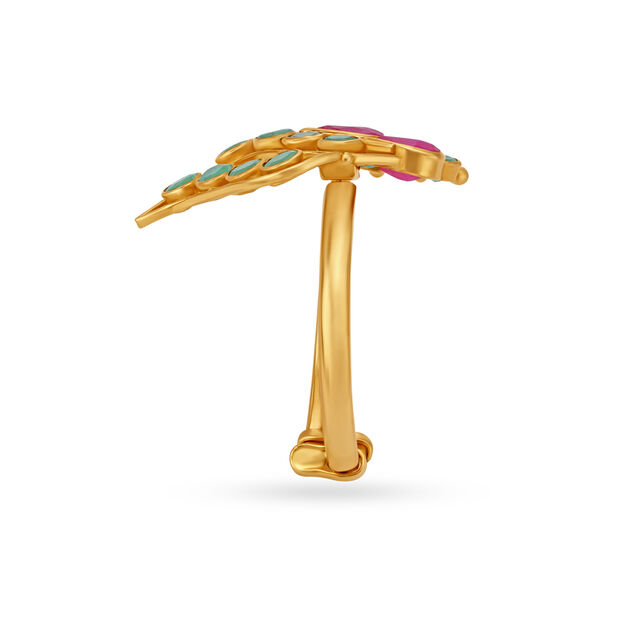Lush Gem Studded Gold Finger Ring,,hi-res