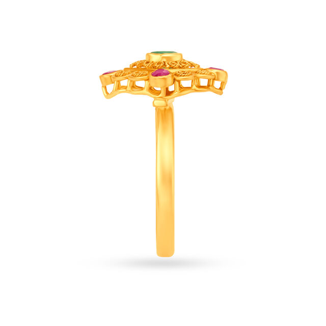 Exquisite Filigree Pattern Gold Ring,,hi-res