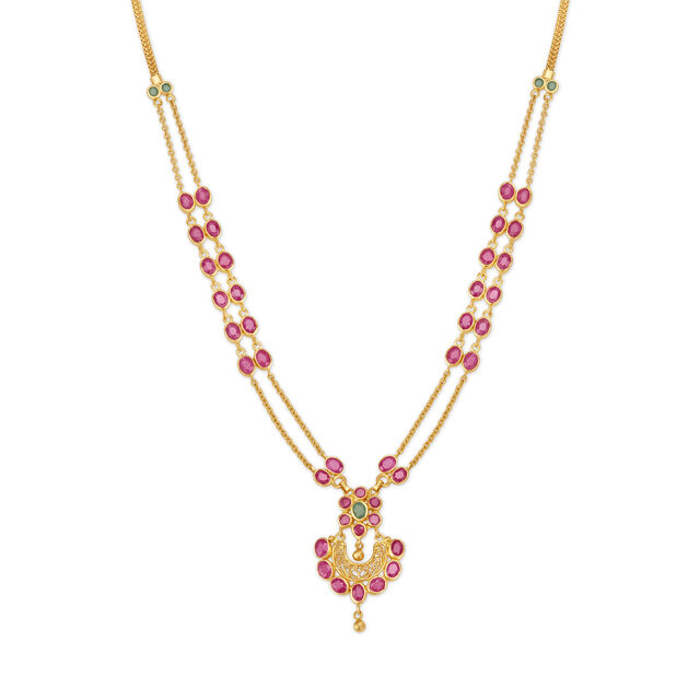 Floral Emerald And Ruby Gold Necklace 2