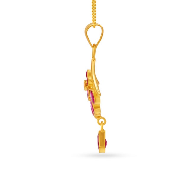 Winsome Floral Ruby Gold Pendant 2