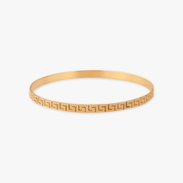 Greek Key Pattern Gold Bangles