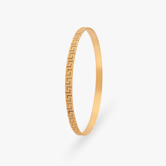 Greek Key Pattern Gold Bangles