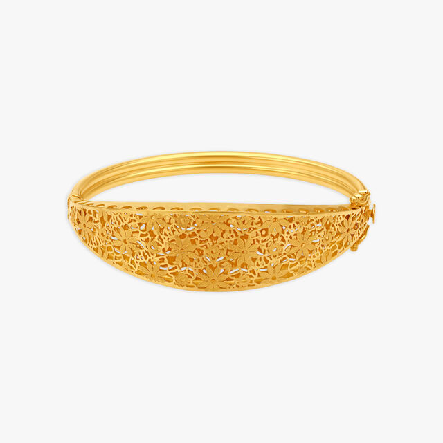 Floral Elegance Gold Bangle 