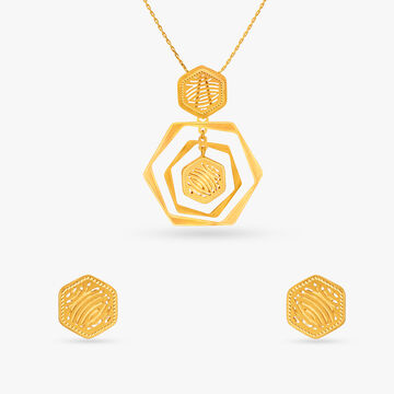 Artistic Abstract Pendant and Earrings Set