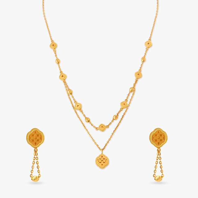 Jaunty Sparkle Layered Necklace Set 