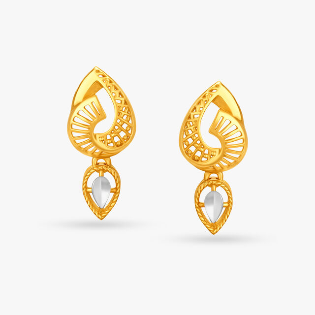 Lovely Dual Toned Drop Earrings 