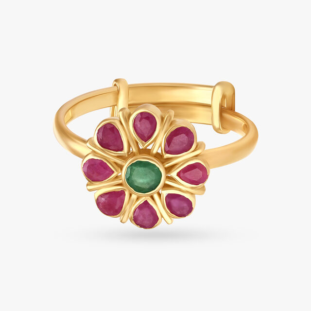 Subtle Emerald and Ruby Ring