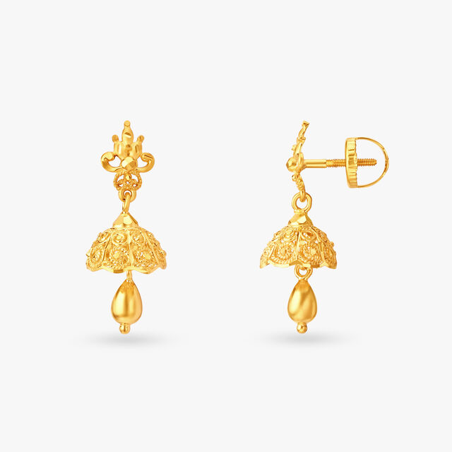Royal Filigree Gold Jhumka Earrings 2