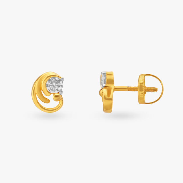 Swirl Gold Stud Earrings 2
