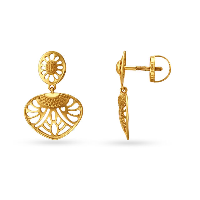 Enchanting Floral Gold Drop Earrings,,hi-res 2