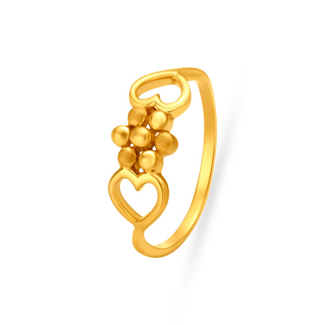 Winsome Heart And Floral Gold Finger Ring