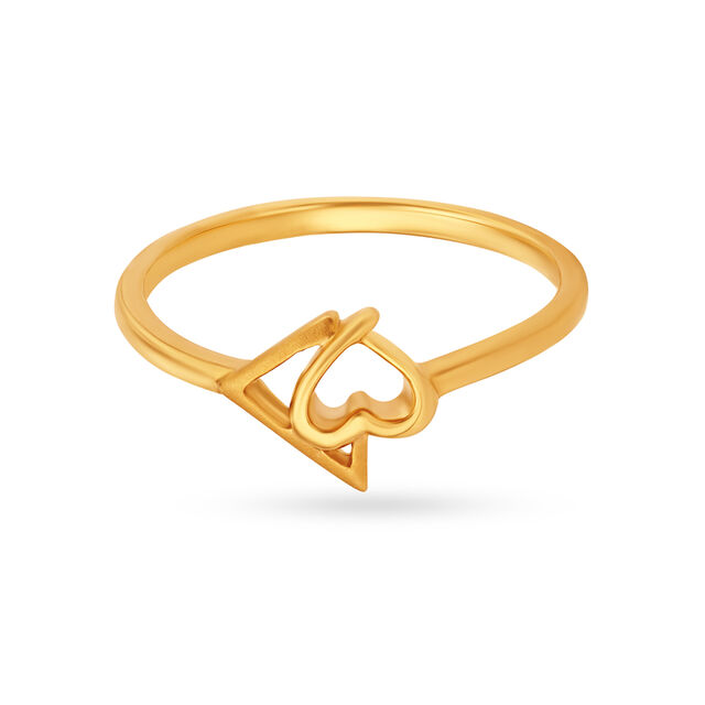 Heart And Triangle Gold Finger Ring
