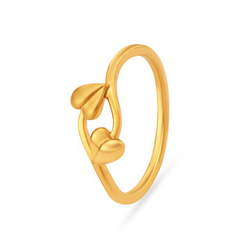 Heart Shaped Leaf Gold Finger Ring