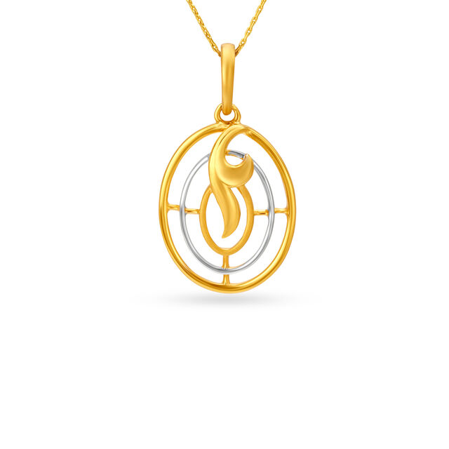 Leaf Motif Geometric Gold Pendant 