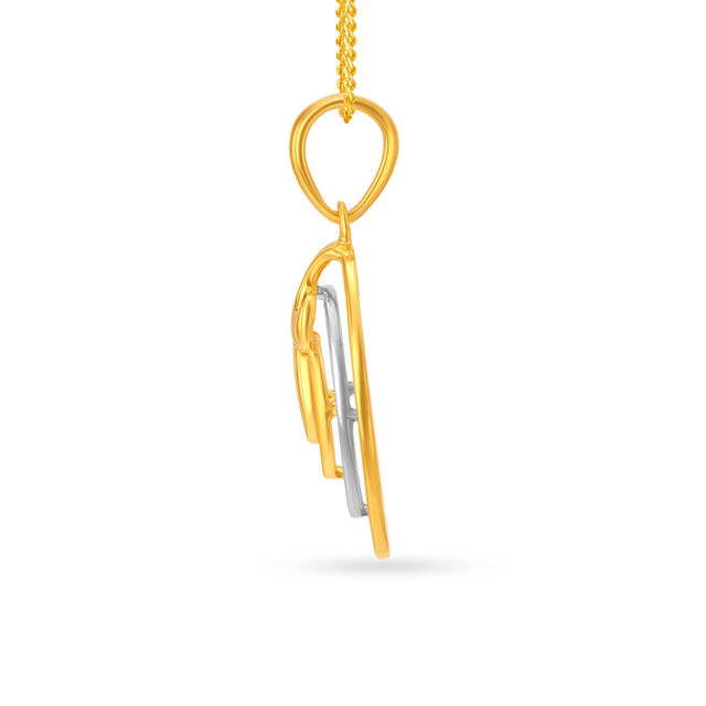 Leaf Motif Geometric Gold Pendant 2