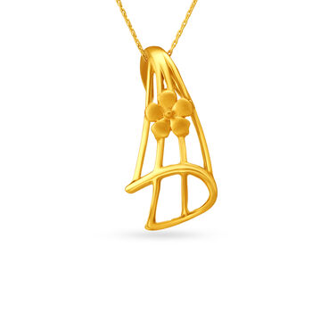 Minimalist Floral Motif Gold Pendant