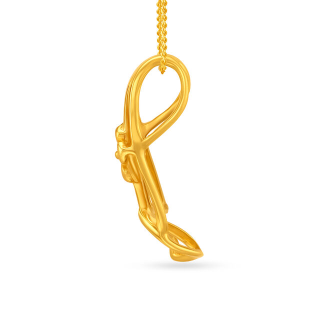 Minimalist Floral Motif Gold Pendant 2