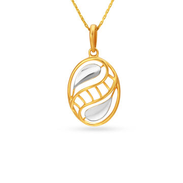 Oval Teardrop Motif Gold Pendant