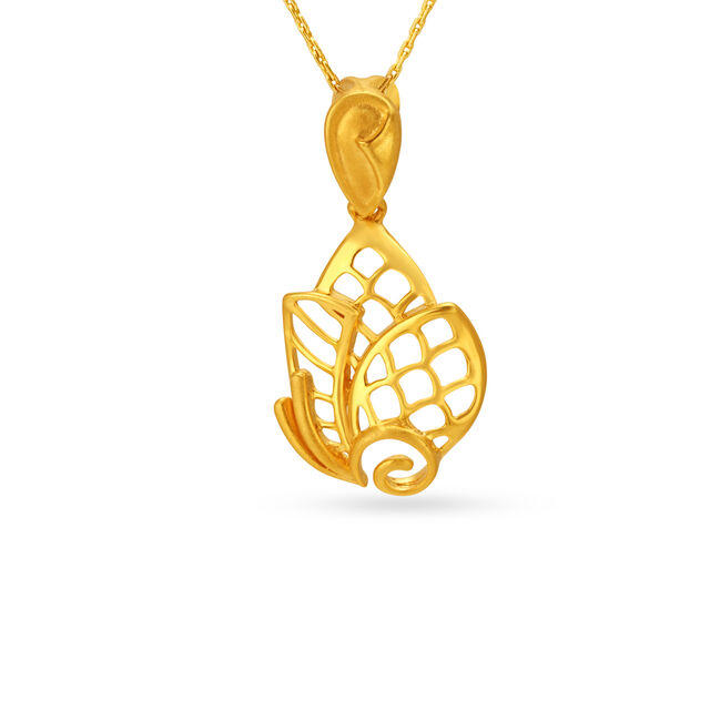 Contemporary Fish Pattern Gold Pendant 