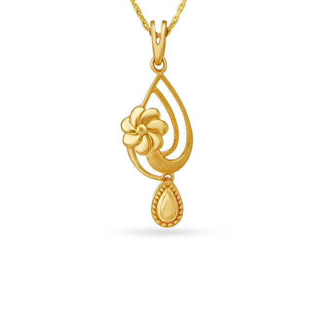 Teardrop And Floral Gold Pendant 