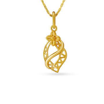 Voguish Floral And Leaf Gold Pendant