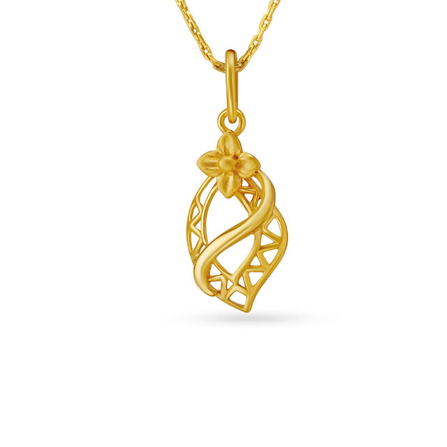 Voguish Floral And Leaf Gold Pendant 