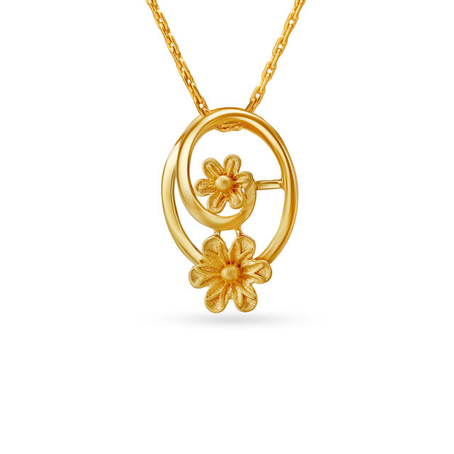 Spiral And Floral Gold Pendant 