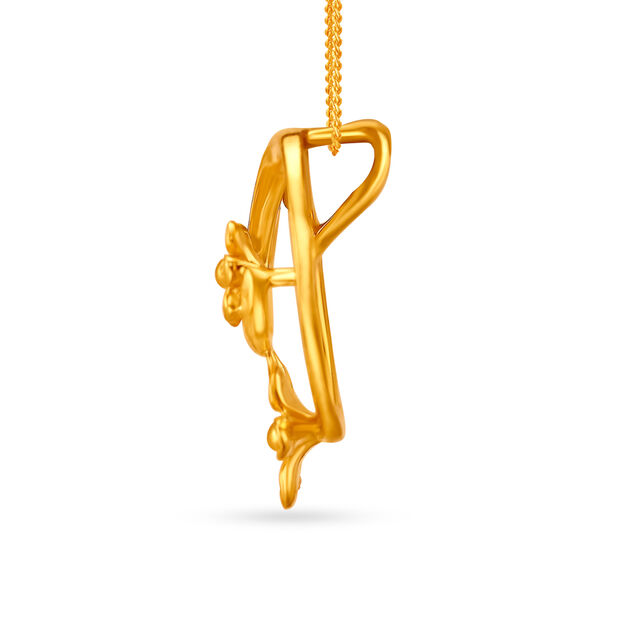 Spiral And Floral Gold Pendant 2