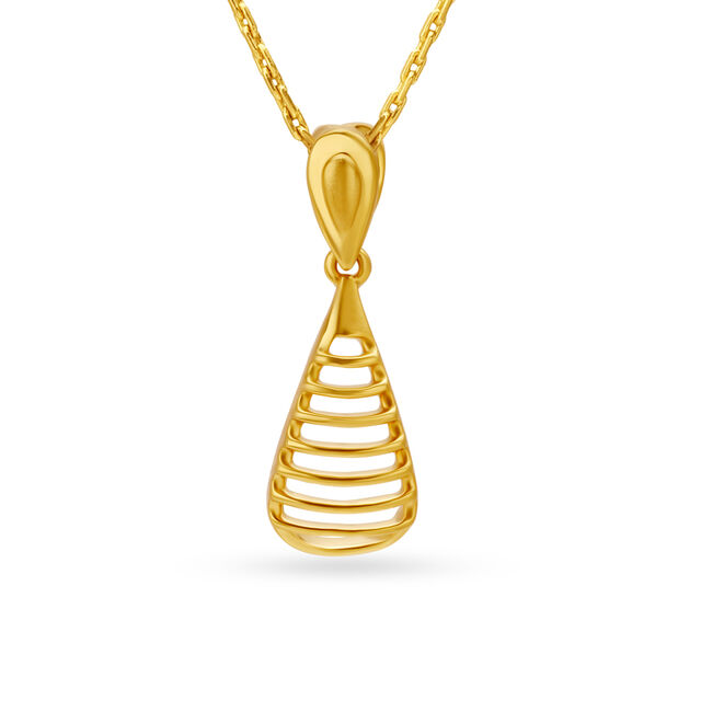 Modern Teardrop Gold Pendant 