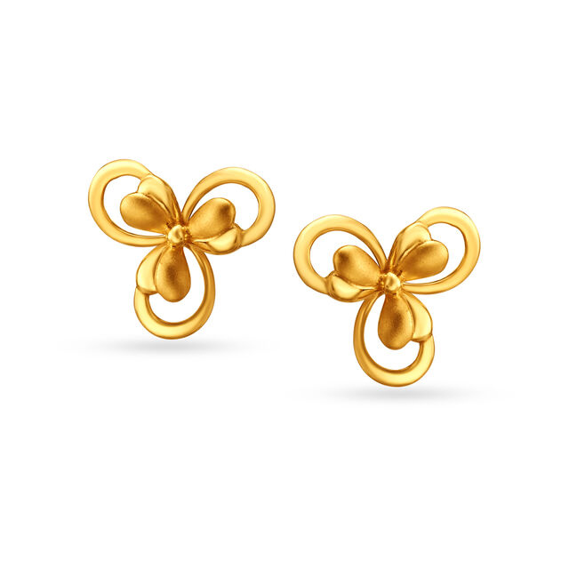 Heavenly Floral Gold Stud Earrings 