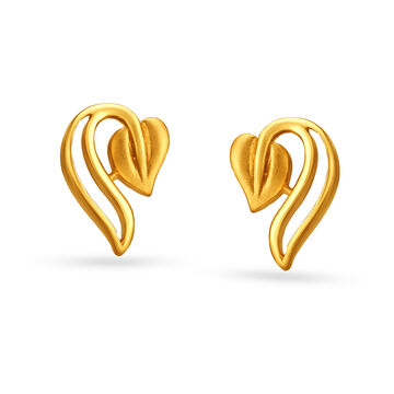 Leaf Motif Gold Stud Earrings