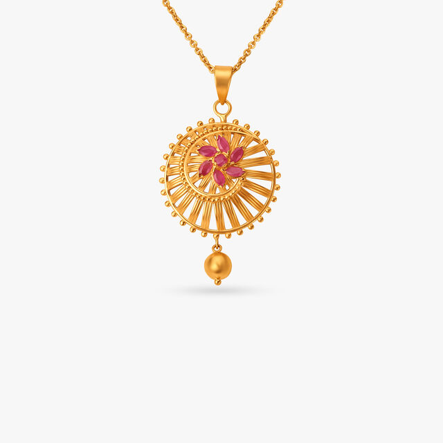 Graceful Spiral Ruby Pendant with Chain and Earrings Set,,hi-res 4