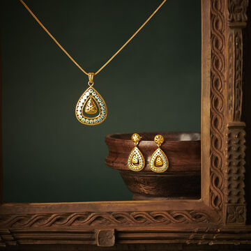 Charming Enamel Pendant and Earrings Set