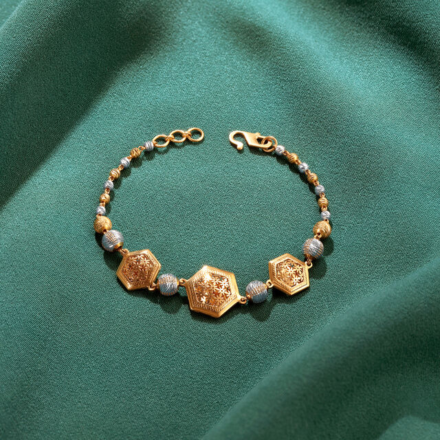 Sculpted Gold Charm Bracelet 