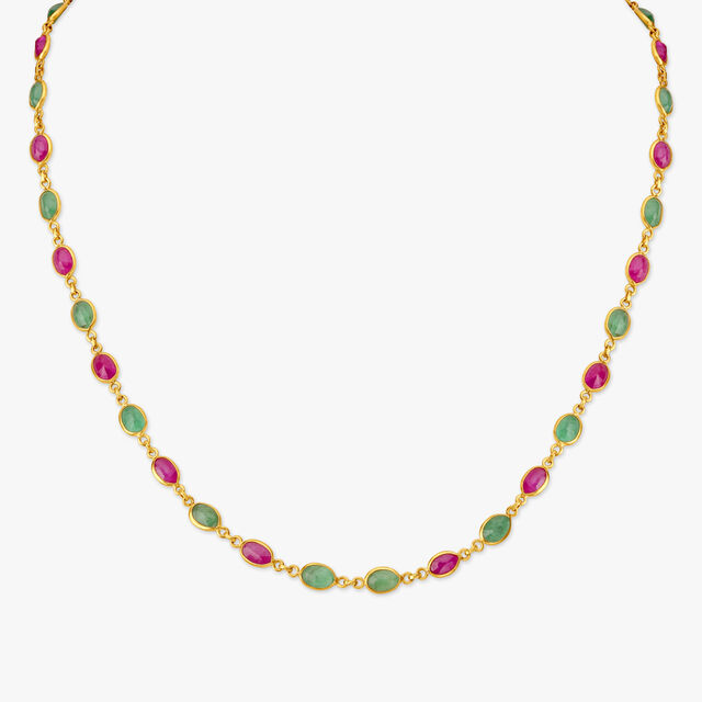 Buy Dazzling Ruby and Emerald Link Chain at Best Price Tanishq US