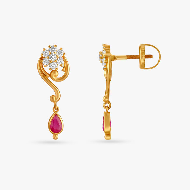Fiery Flower Diamond Drop Earrings 2