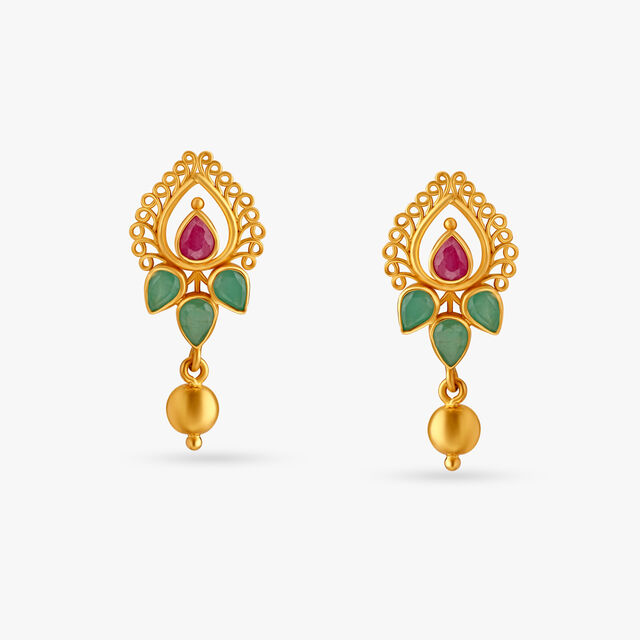 Alluring Emerald and Ruby Drop Earrings 