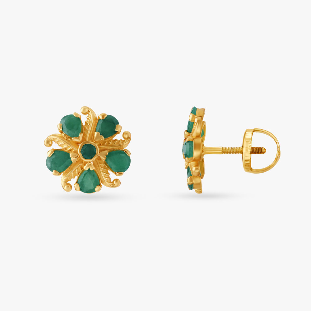 Buy Opulent Lush Emerald Stud Earrings at Best Price Tanishq US