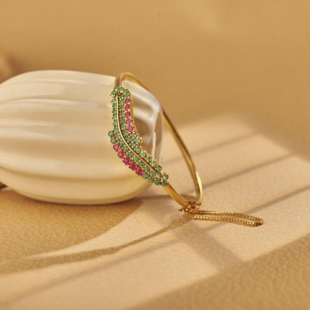 Exquisite Vibrant Ruby and Emerald Bangle 