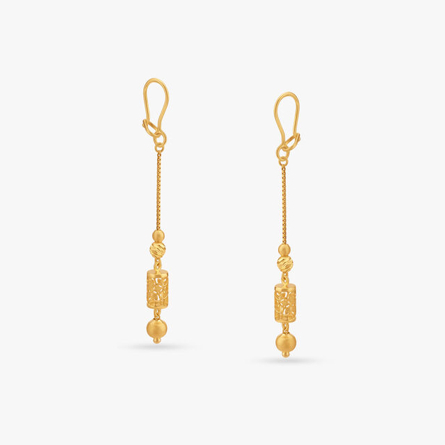 Sleek Beaded Hoop Earrings,,hi-res