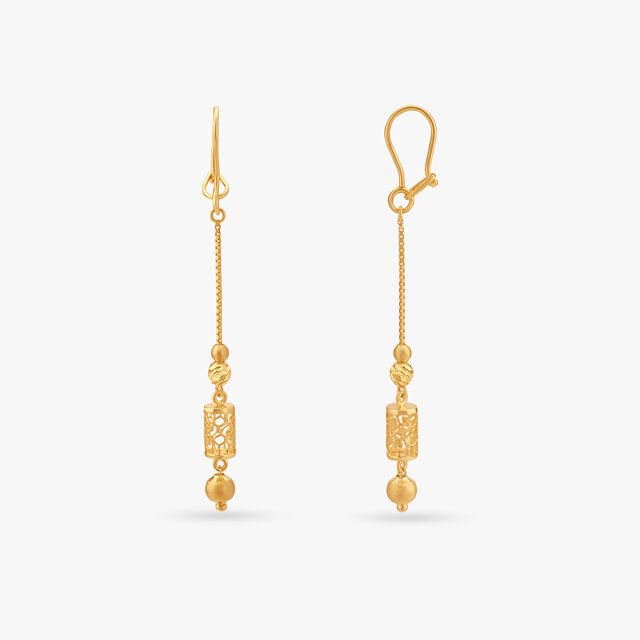 Sleek Beaded Hoop Earrings,,hi-res