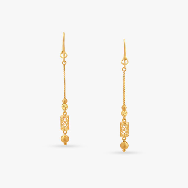 Sleek Beaded Hoop Earrings,,hi-res