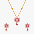 Pink Bloom Necklace Set,,hi-res 