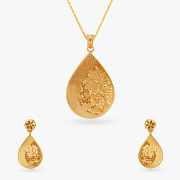 Sleek Serenity Pendant and Earrings Set