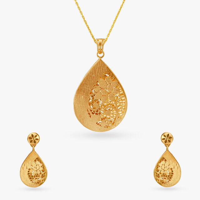 Sleek Serenity Pendant and Earrings Set 
