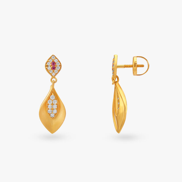 Leaf Gold Drop Earrings 2